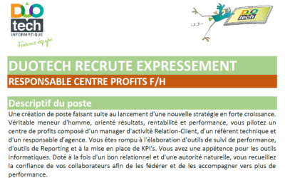 Recrutement Bressuire : Devenez notre futur responsable de centre de profits